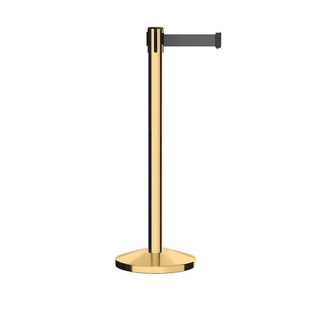 Montour Line Stanchion Belt Barrier Pol.Brass Post 13ft. Dk Gry Belt ES400-PB-DGY-130